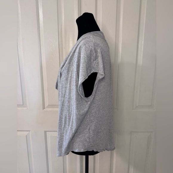 We The Free Free People Top Sz S Grey Cowl Neck Cap Sleeve Boho Tee Shirt - Picture 3 of 11